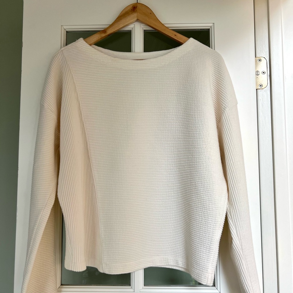 Anthropologie Cream Ribbed Sweatshirt